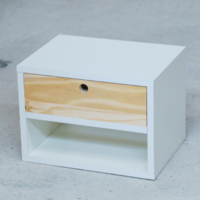 Mesa de Luz Flotante Melamina 1 Cajon y Hueco