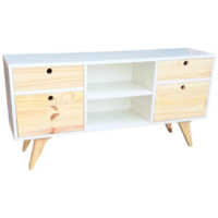 Rack LCD 120cm Melamina 2 caj, 2 Ptas y 2 Huecos